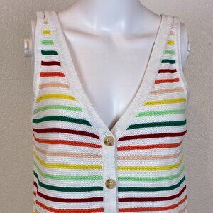Ann Taylor LOFT Multicolored‎ Striped Knit Sweater Vest Size M Preppy Old Money